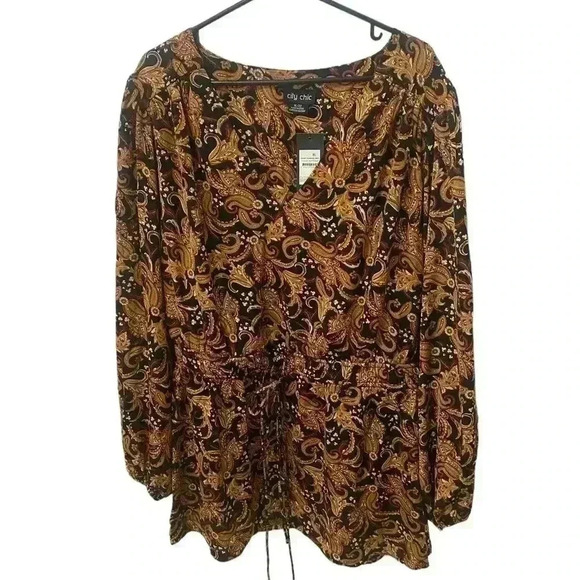 City Chic Aubree Paisley Print Blouse Size 22 - Picture 2 of 7
